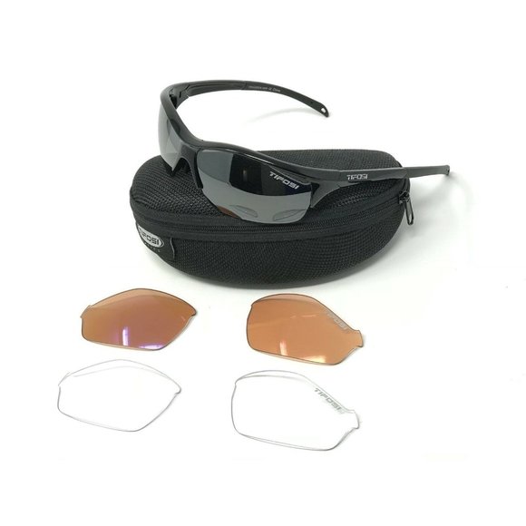 TIFOSI Envy Gloss Black Sunglasses. T- I280  1280 3 Pair Of Lenses Old Style - Picture 1 of 12